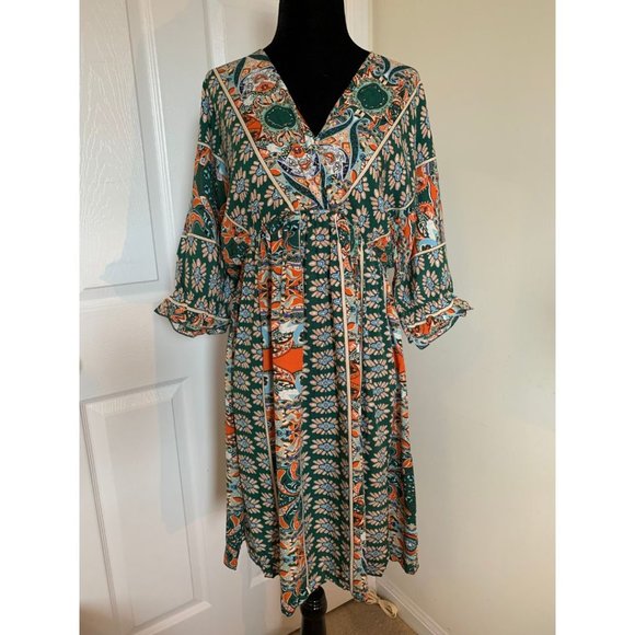 Boho Print Tie Back Dress - Picture 6 of 7